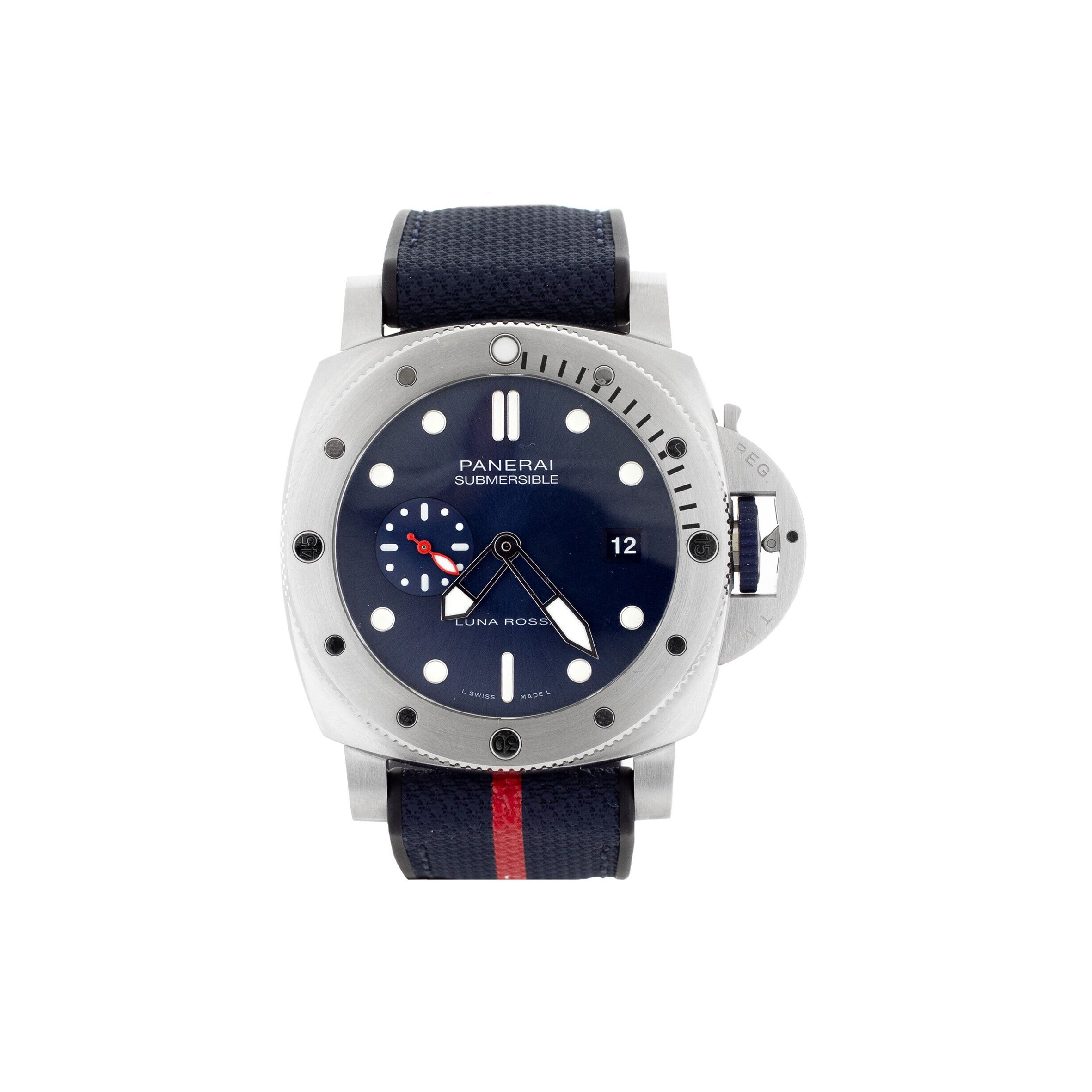 PANERAI SUBMERSIBE LUNA ROSSA STAINLESS STEEL BLULE DIAL 44MM WATCH PAM01391